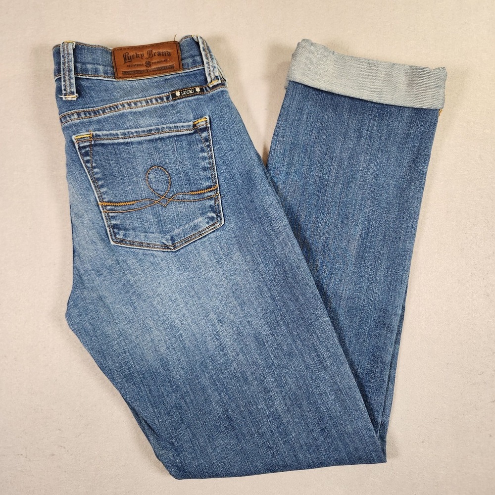 Lucky Brand 4/27 Regular Sofia Straight Leg Jeans Soft Womens Rolled Hems